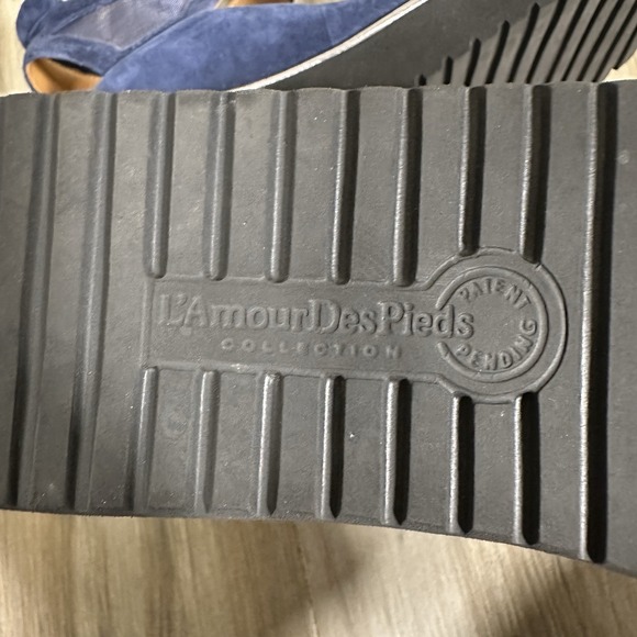 L'Amour Des Pieds Arna Navy Suede Mesh Platform Sandals Womens 8M Coastal Beach - Picture 10 of 13